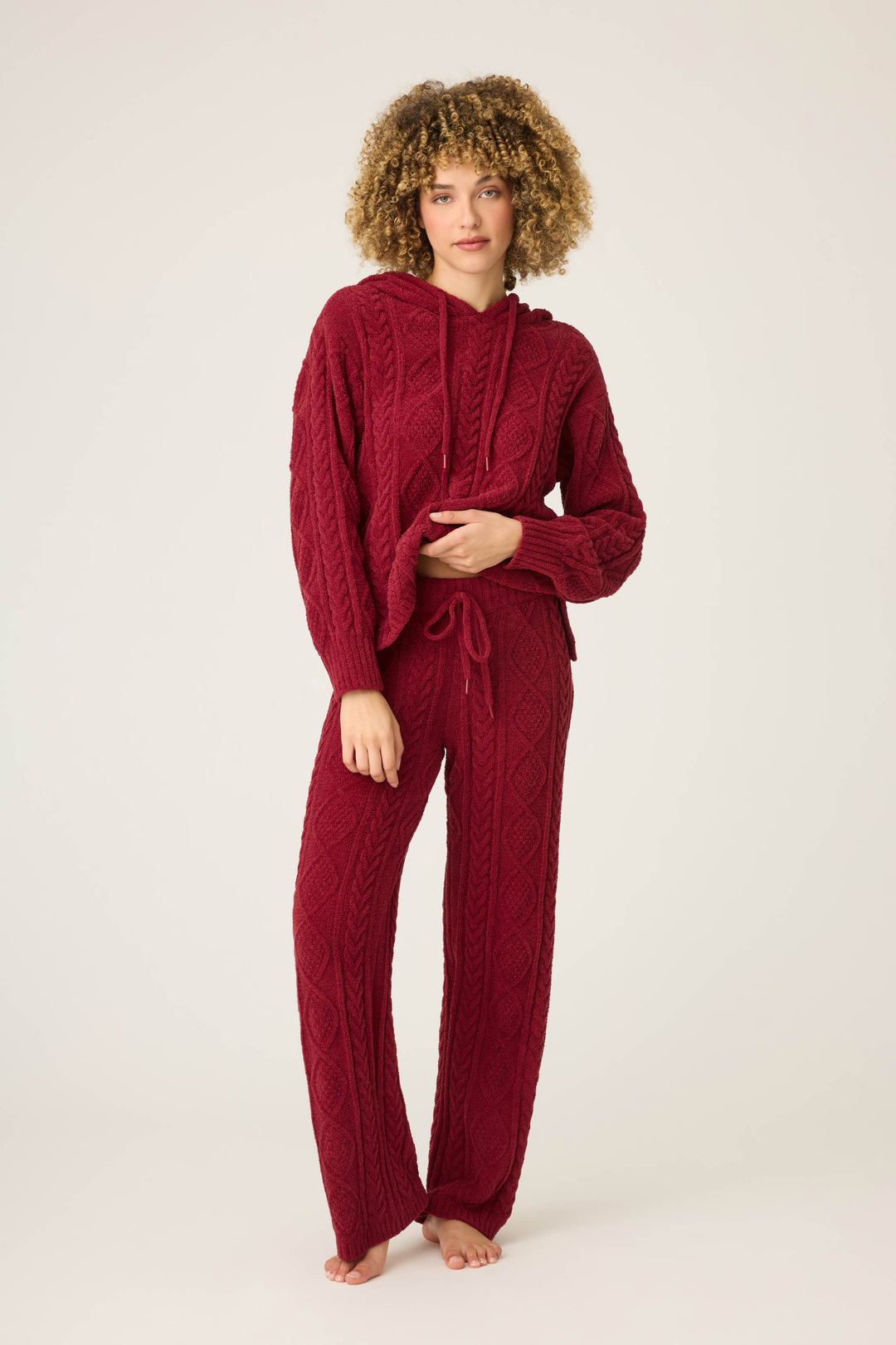 SOLID OPEN LEG PANT COZY CHENILLE CABLE KNIT -  - P.J. Salvage