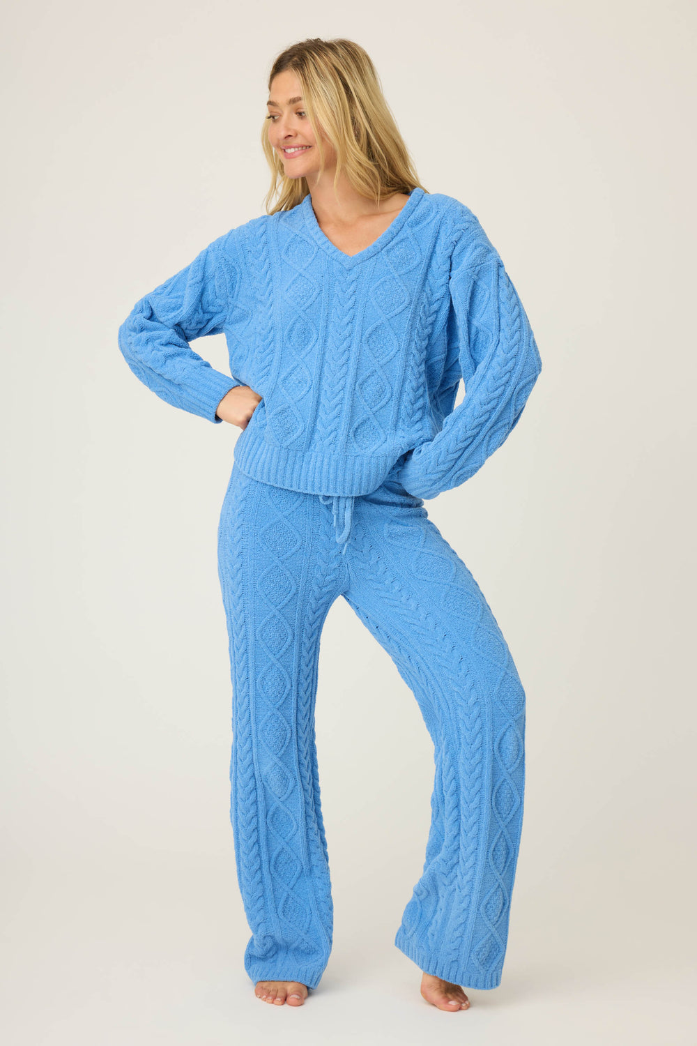 SOLID OPEN LEG PANT COZY CHENILLE CABLE KNIT -  - P.J. Salvage