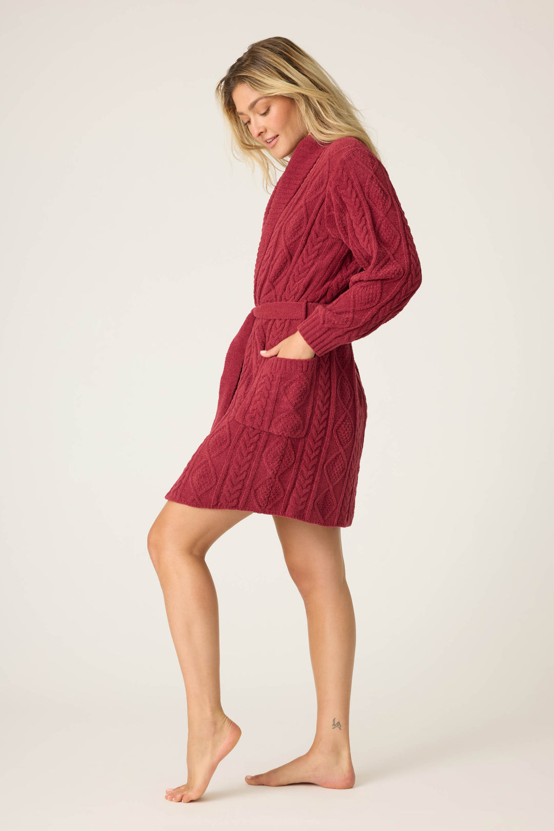 PJ Salvage Cozy Chenille Cable Knit Robe in Port at Nordstrom, Size X-Large PJ Salvage Cozy Chenille Cable Knit Robe in Port at Nordstrom, Size X-Large
