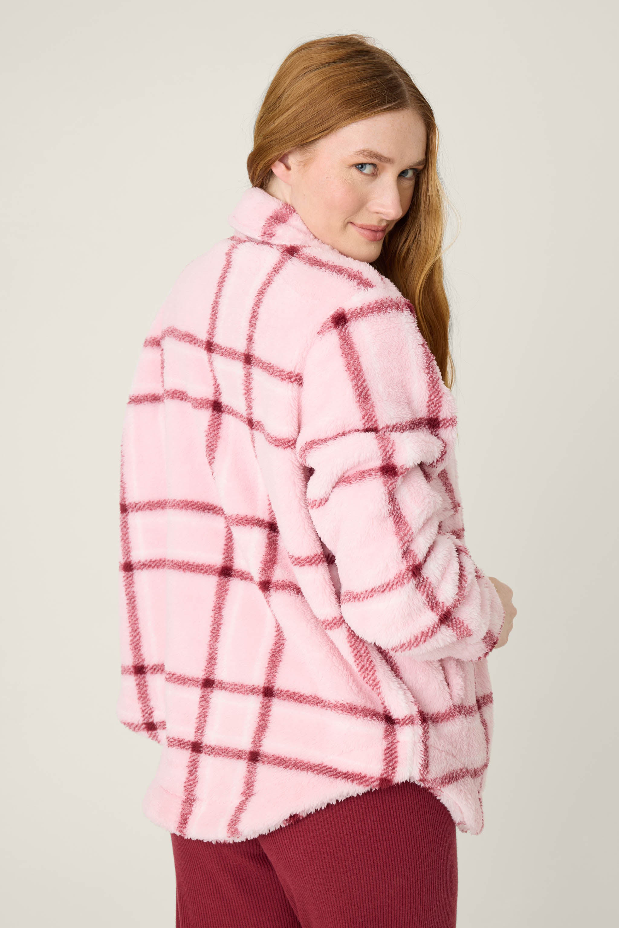 Let's Get Cozy Plaid Cozy Plush Jacket | P.J. Salvage