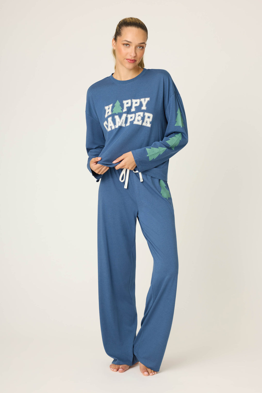 PJ Salvage Women's Long Sleeve Modal Pajama Set - Super Soft Button-Up PJs With Eye Mask