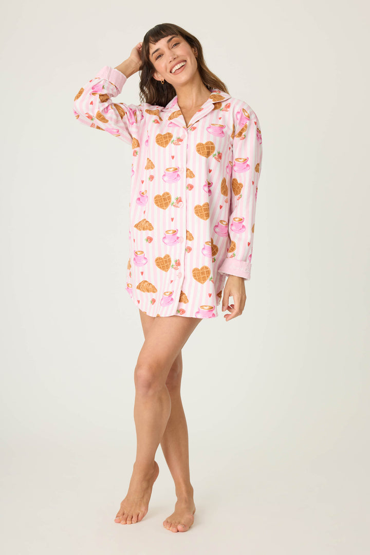 BRUNCH NIGHT SHIRT FLANNELS - pink - Night Shirts - P.J. Salvage
