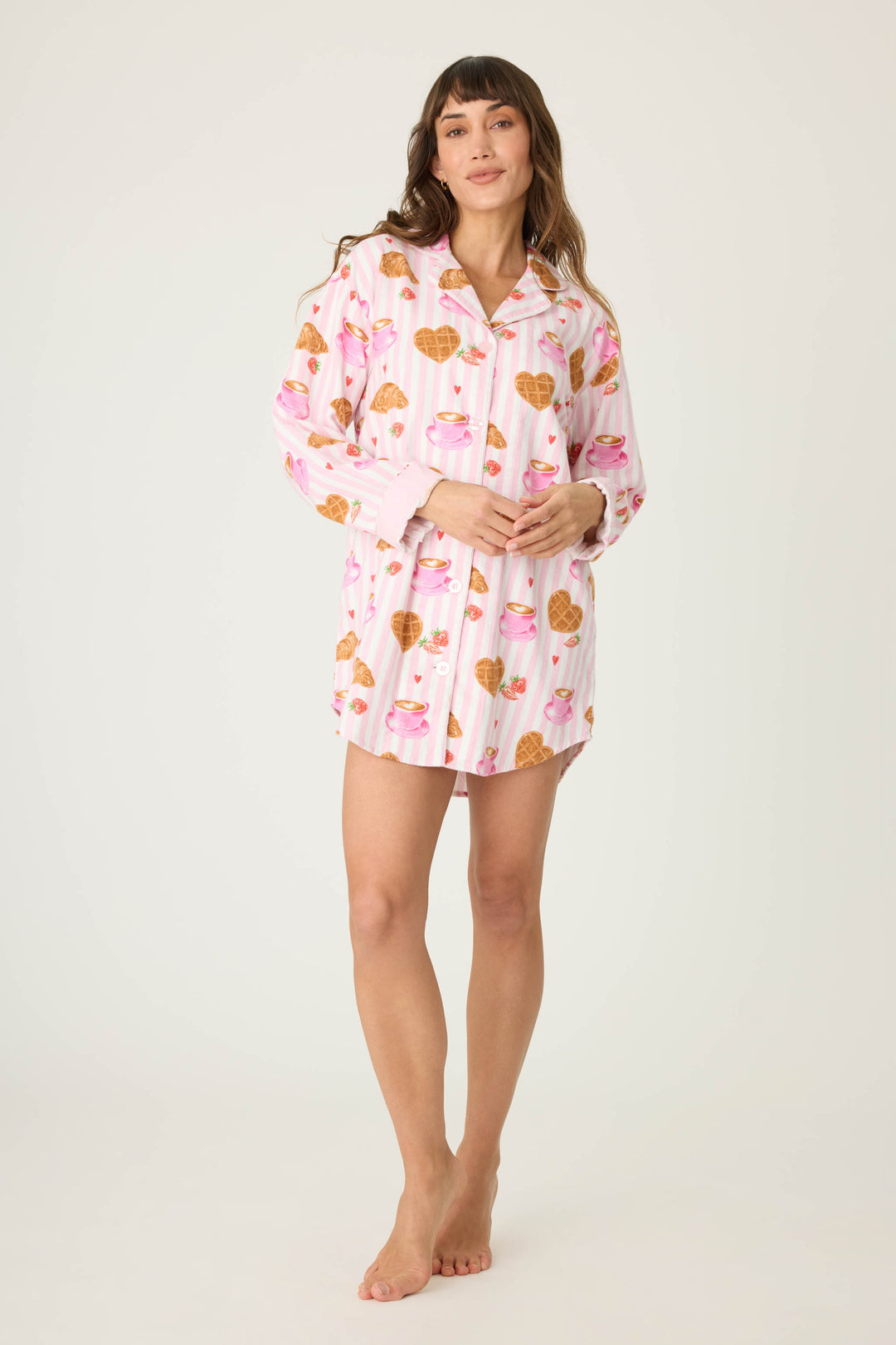 BRUNCH NIGHT SHIRT FLANNELS - pink - Night Shirts - P.J. Salvage