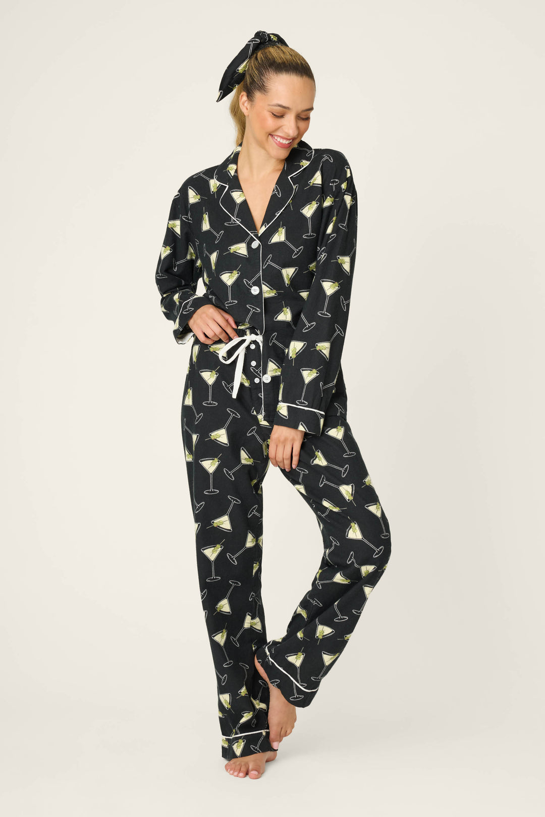 Women's Black Martini Flannel Pajama Set – Salvage