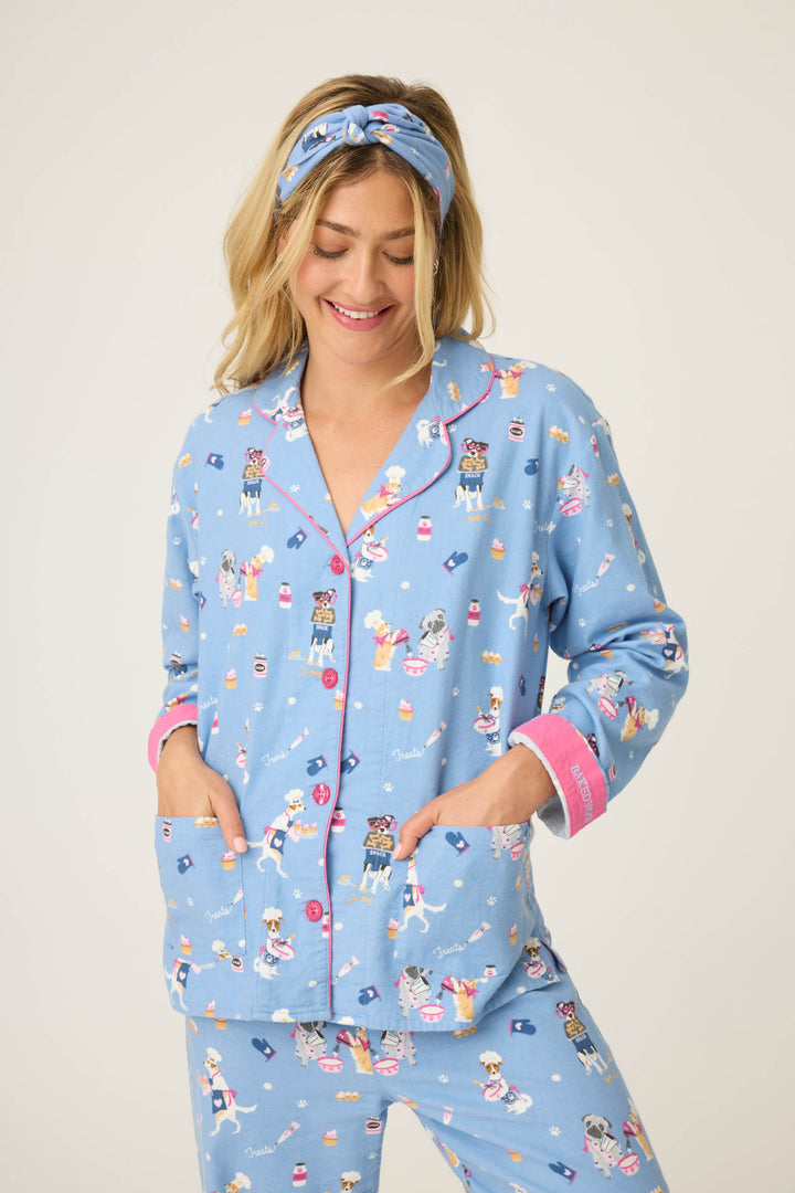 Baked Woof Love Dog Print Flannel PJ Set - 3-Piece Set - P.J. Salvage