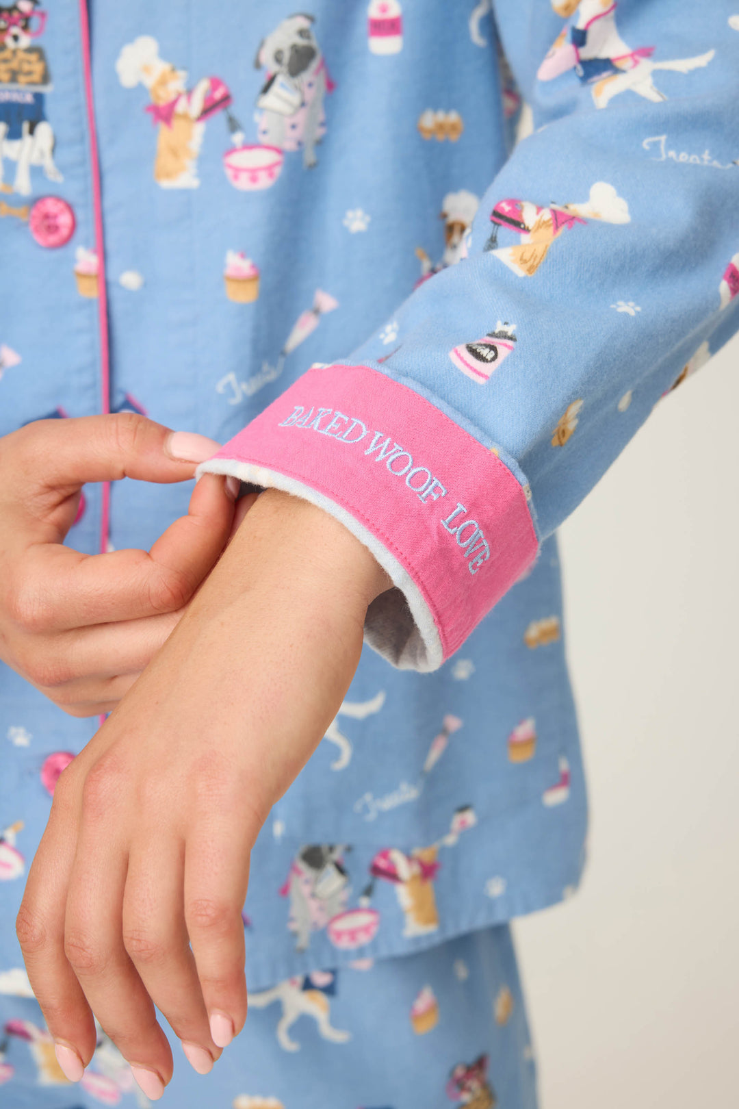 Baked Woof Love Dog Print Flannel PJ Set - 3-Piece Set - P.J. Salvage