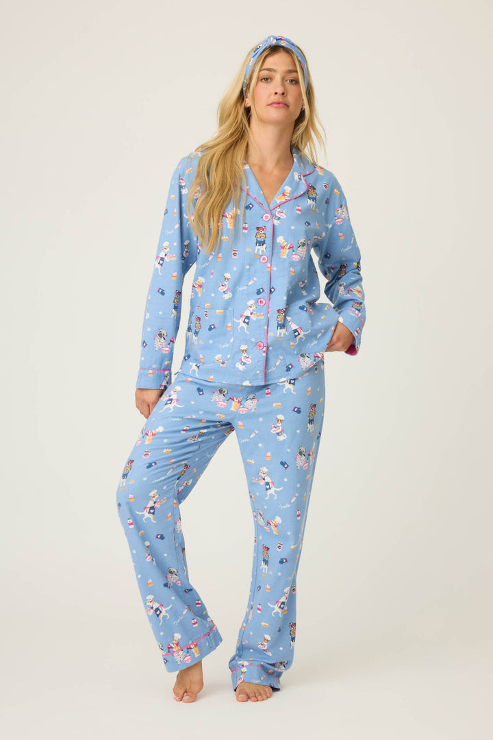 Baked Woof Love Dog Print Flannel PJ Set - 3-Piece Set - P.J. Salvage