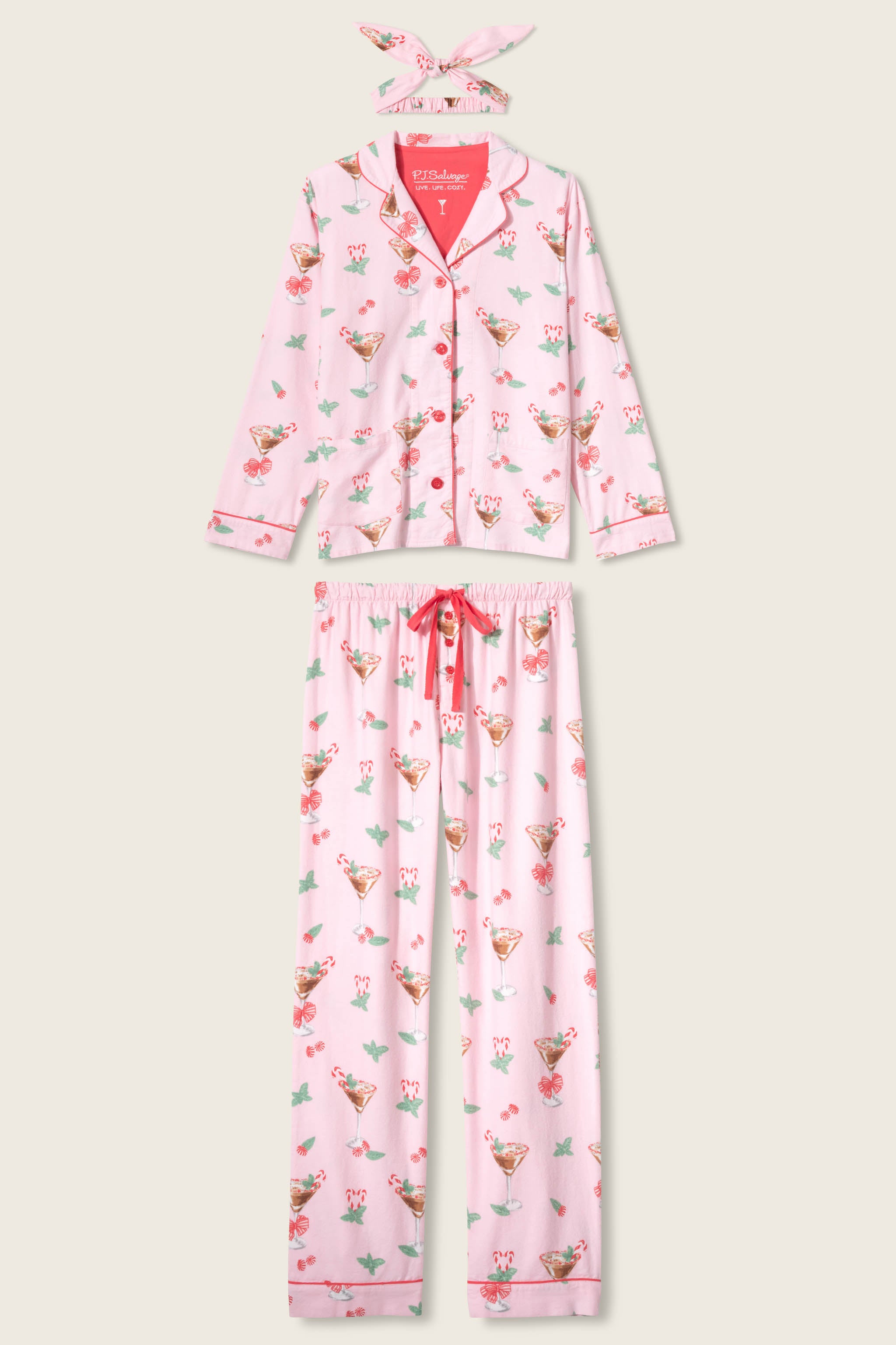 Tini Time Drink Print 3-Piece Flannel PJ Set | P.J. Salvage