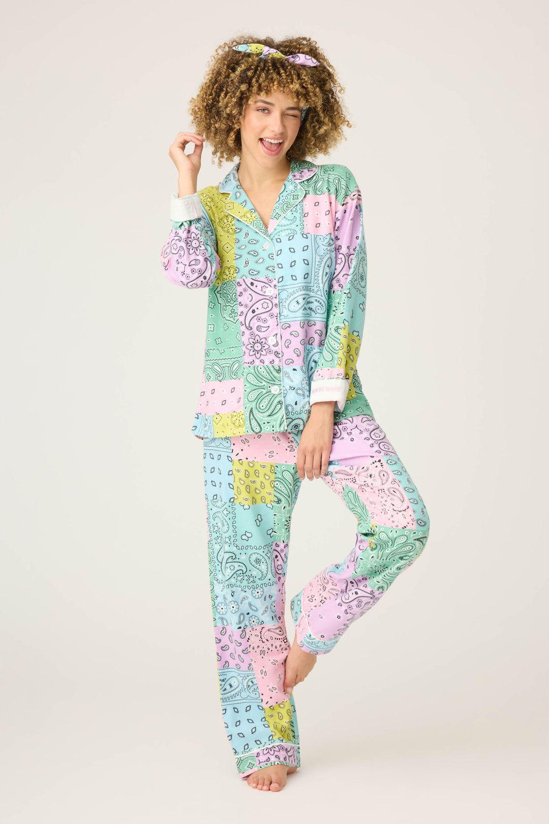 Women's Flannel Pajama Set Bandana Paisley Print – Salvage