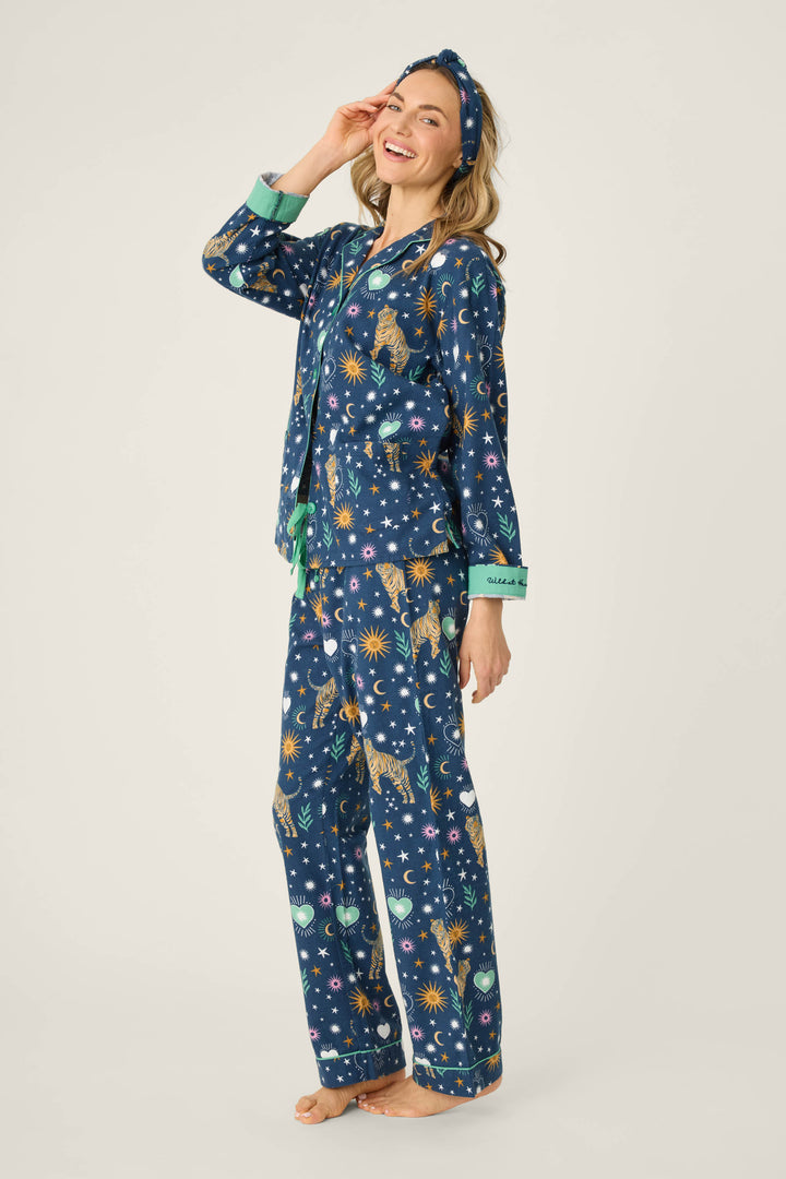 Wild At Heart Tiger Print Flannel PJ Set - 3-Piece Set - P.J. Salvage