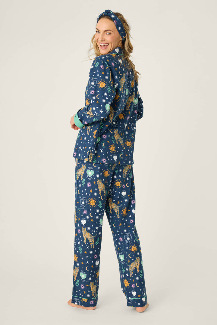 Wild At Heart Tiger Print Flannel PJ Set - 3-Piece Set - P.J. Salvage