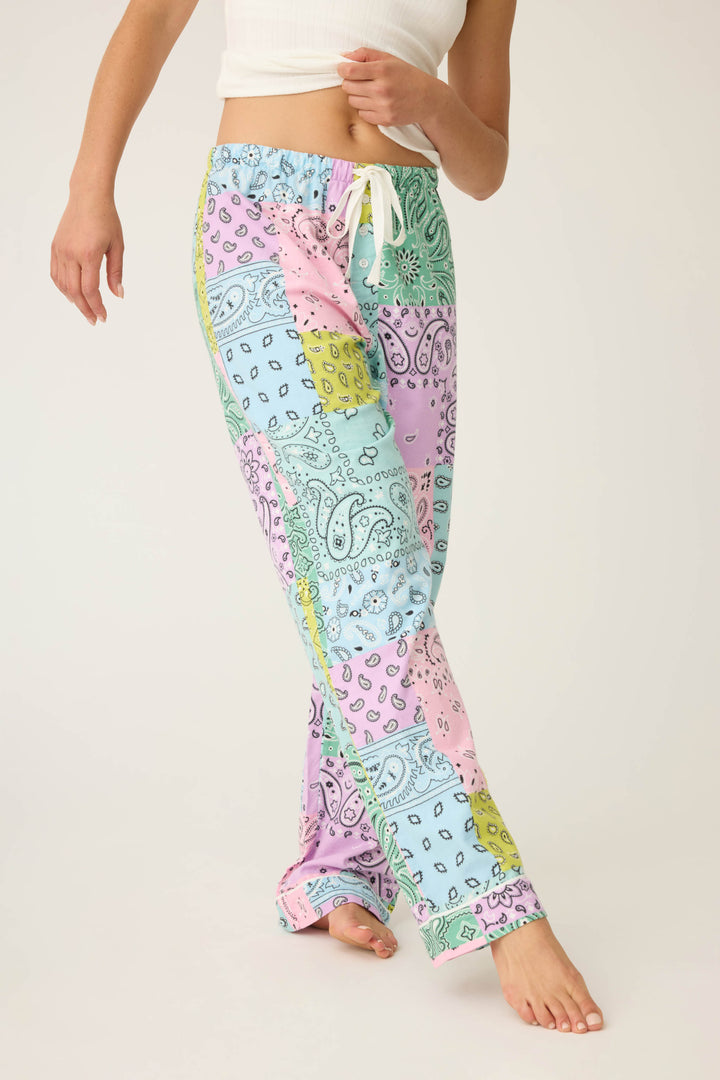 BANDANA OPEN LEG PANT FLANNELS - multi - Open Leg Pants - P.J. Salvage