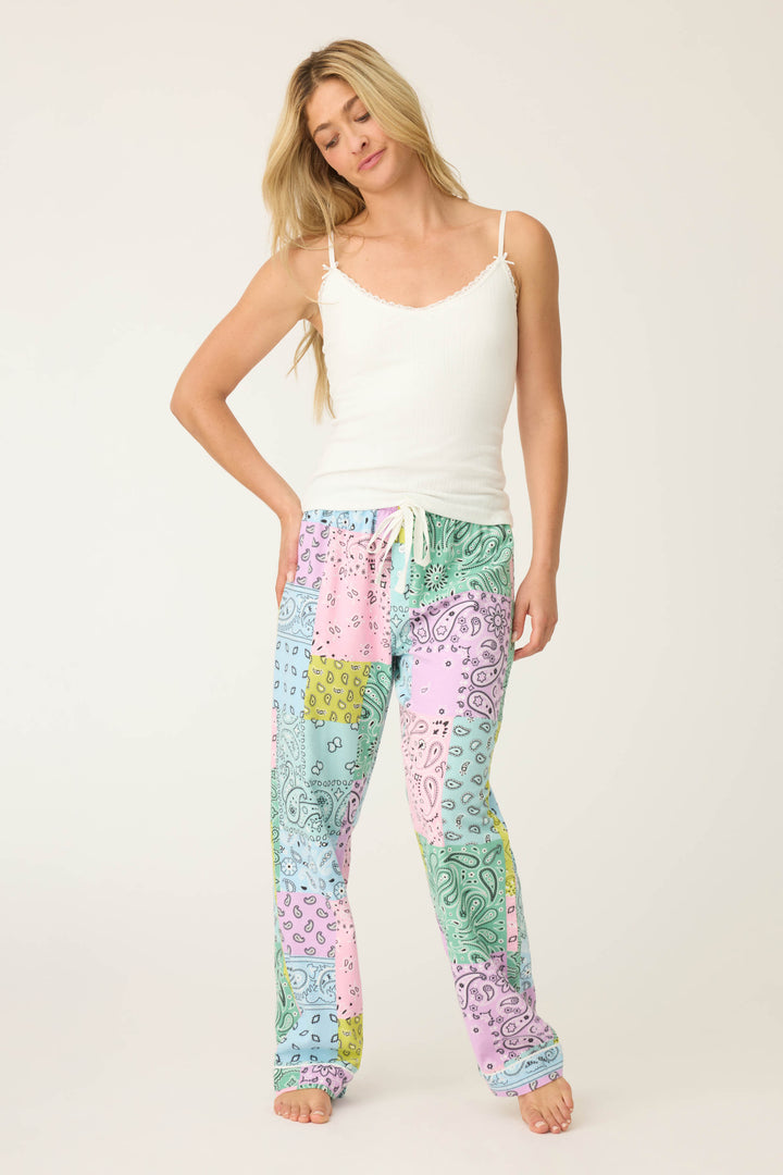 BANDANA OPEN LEG PANT FLANNELS - multi - Open Leg Pants - P.J. Salvage