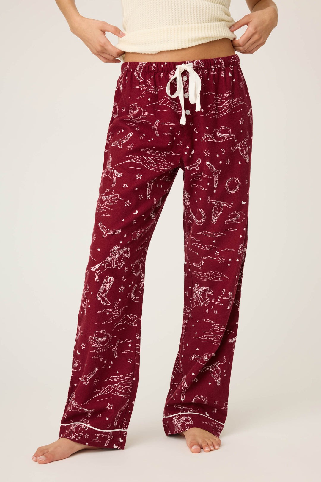 Hold Your Horses Western Print Flannel Pants Free Shipping $100+