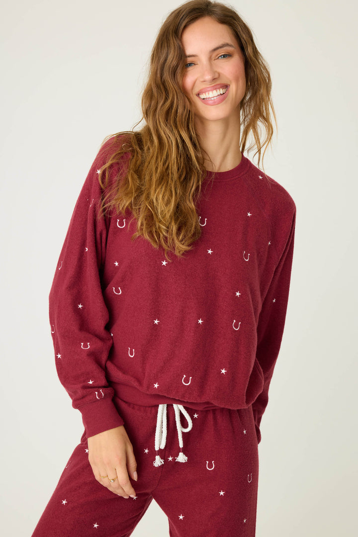 HORSE SHOE CREW LONG SLEEVE HOLD YOUR HORSES -  - P.J. Salvage