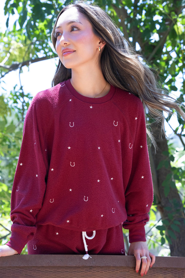 HORSE SHOE CREW LONG SLEEVE HOLD YOUR HORSES -  - P.J. Salvage