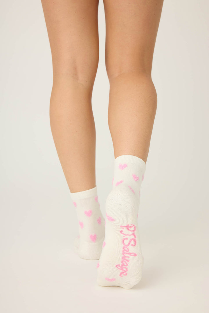 HEARTS SOCKS LOVE YOU A LATTE - Crew - P.J. Salvage