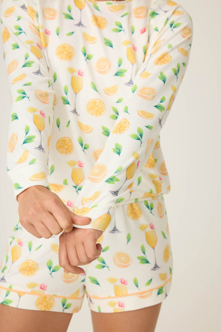 Mimosa Me Drink Print Long Sleeve Top