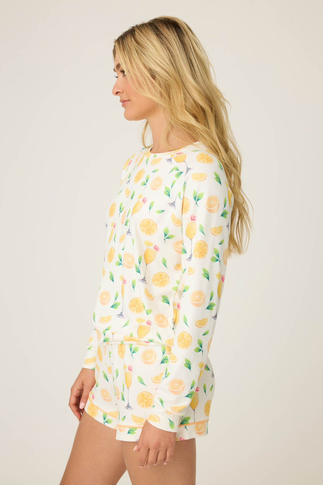 Mimosa Me Drink Print Long Sleeve Top