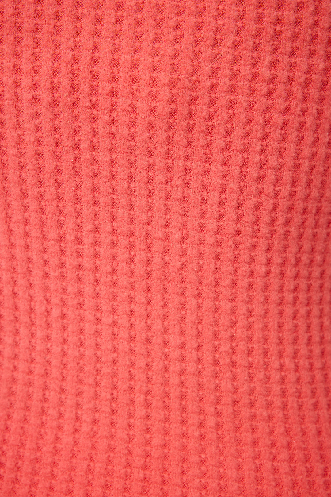 Close-up of the ribbed, coral knit fabric on P.J. Salvage’s Morning Waffles Scarlet Shorts, showing its soft textured surface and vertical pattern—ideal for cozy loungewear.