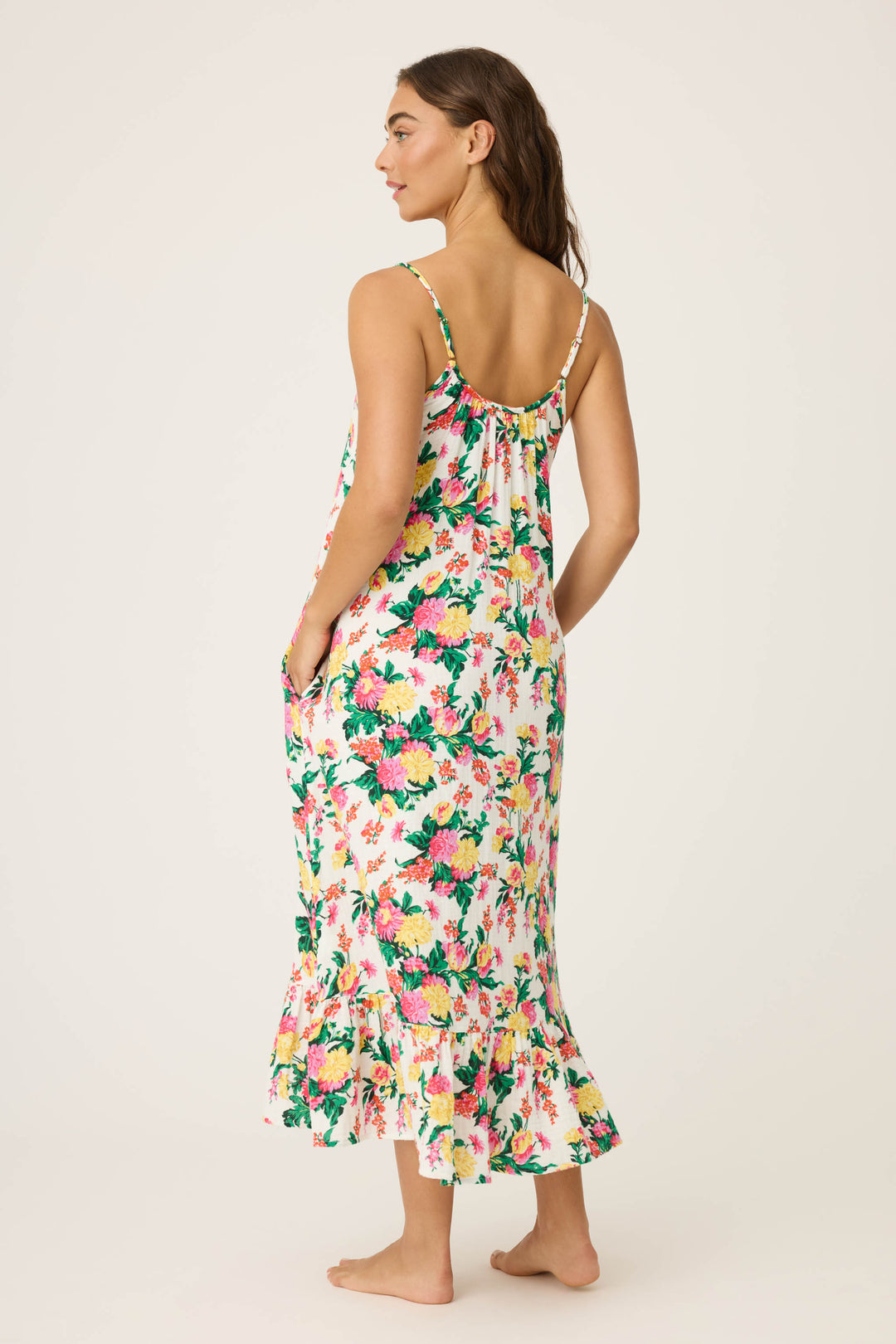 PQ Floral Midi Dress Swim Cover Up - White PQ Floral Midi Dress Swim Cover Up - White