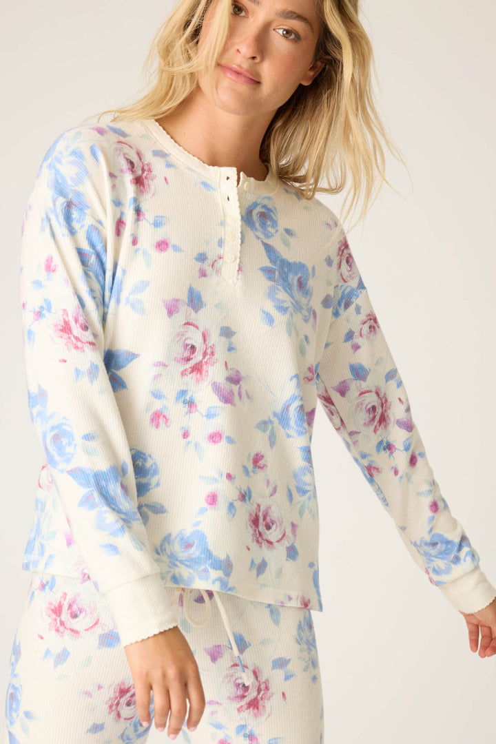 FLORAL HENLEY LONG SLEEVE RODEO ROSE -  - P.J. Salvage