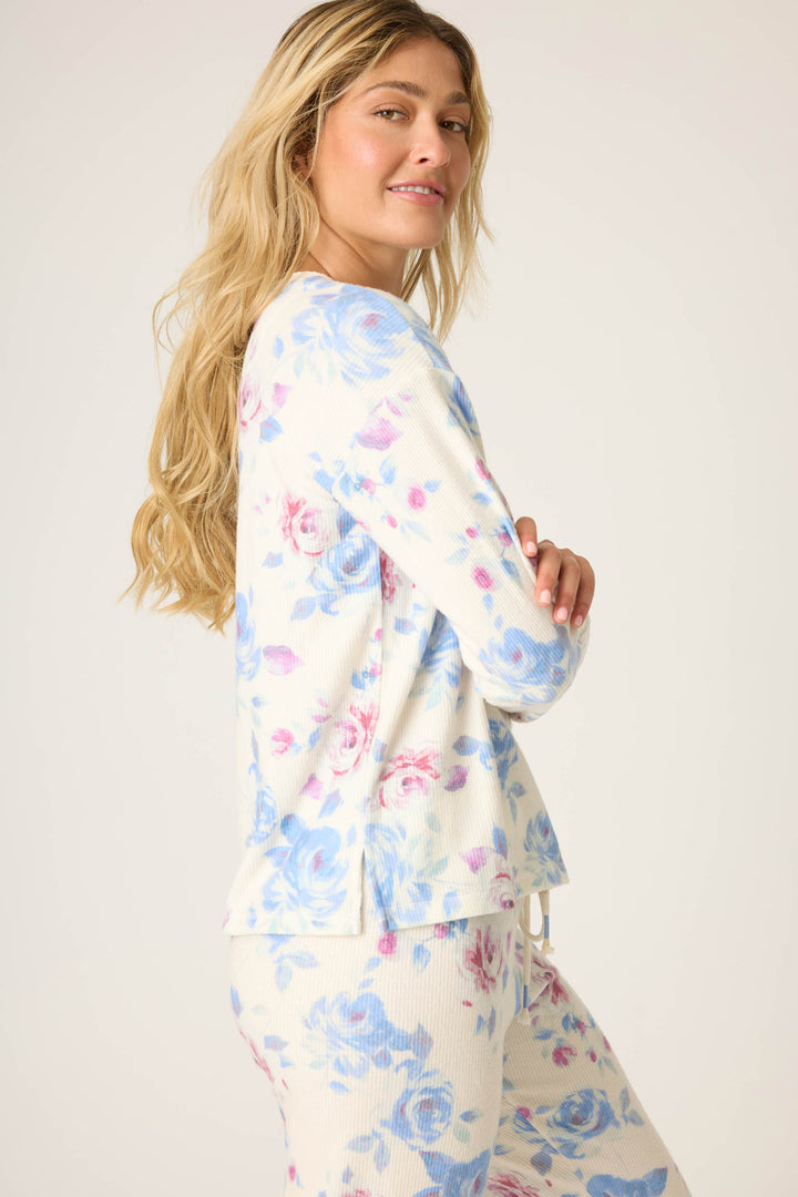 FLORAL HENLEY LONG SLEEVE RODEO ROSE -  - P.J. Salvage