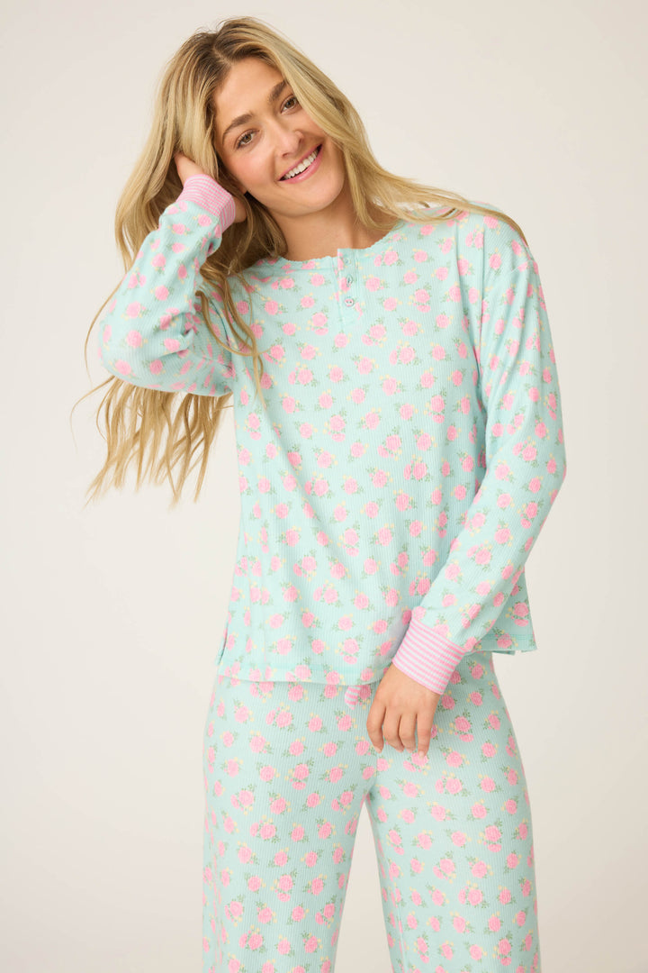 ROSE HENLEY LONG SLEEVE SECRET GARDEN - Long Sleeve Tops - P.J. Salvage
