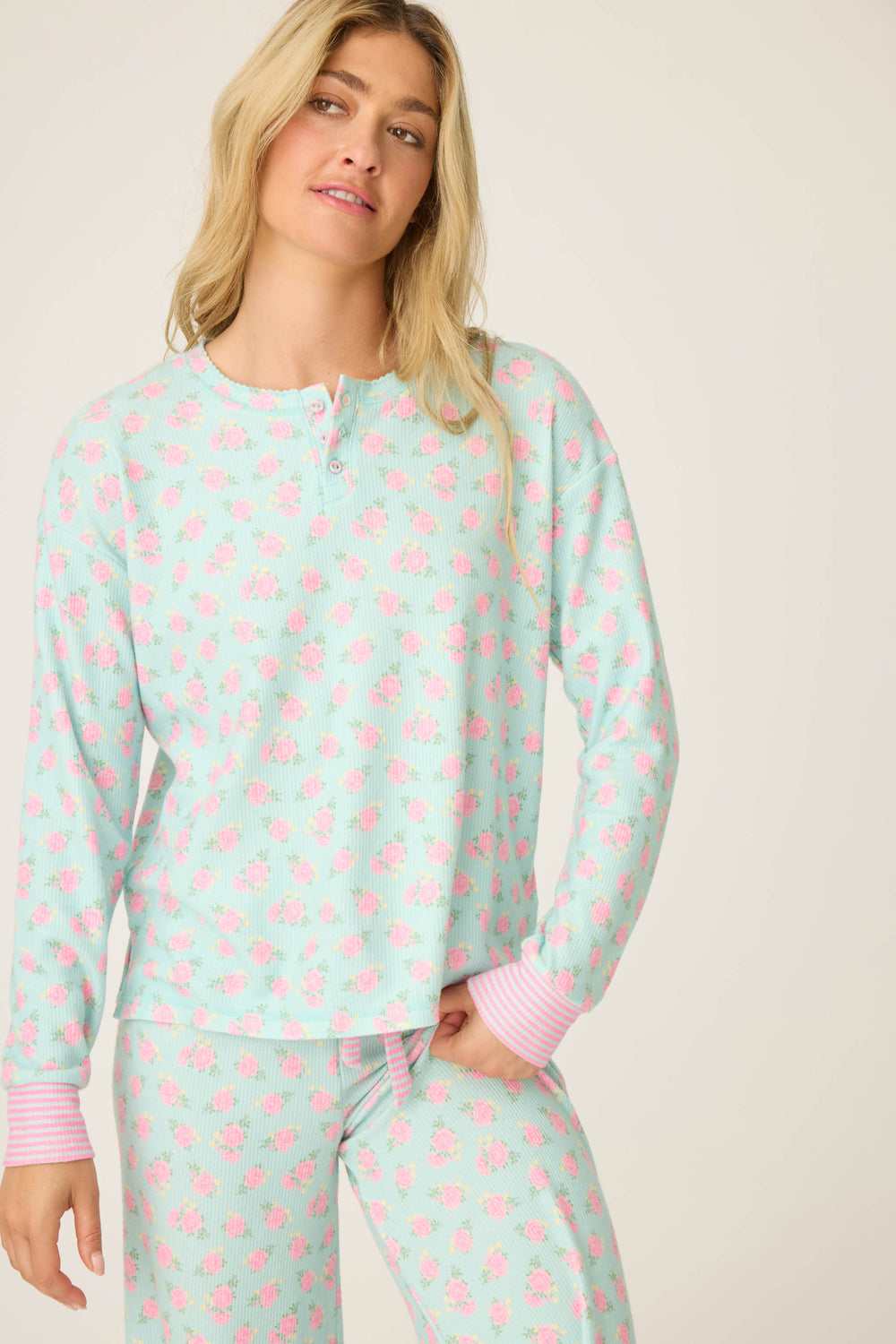 ROSE HENLEY LONG SLEEVE SECRET GARDEN - Long Sleeve Tops - P.J. Salvage