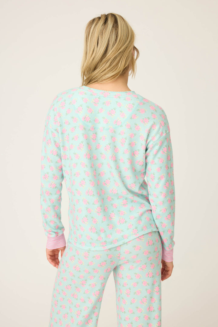 ROSE HENLEY LONG SLEEVE SECRET GARDEN - Long Sleeve Tops - P.J. Salvage