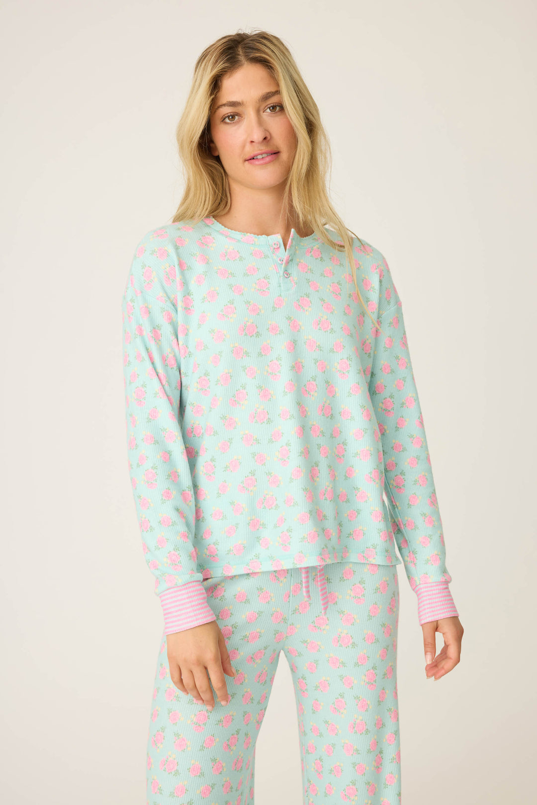 ROSE HENLEY LONG SLEEVE SECRET GARDEN - Long Sleeve Tops - P.J. Salvage
