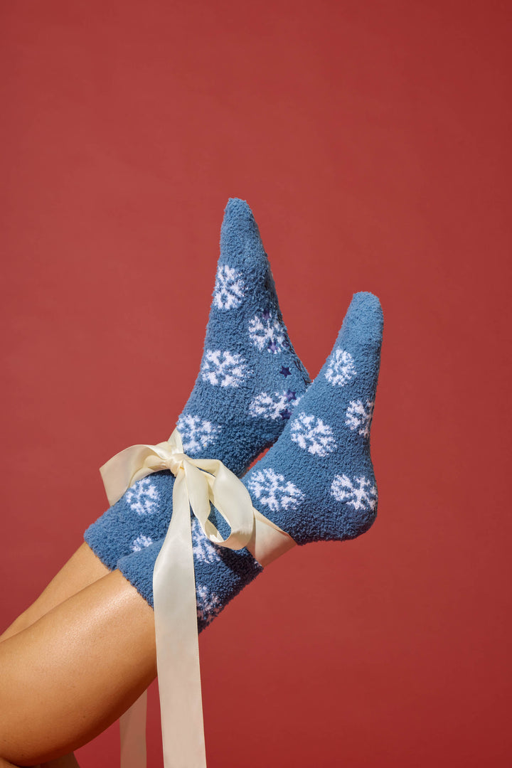 Snowflake Crew Socks with Grippers - Crew - P.J. Salvage