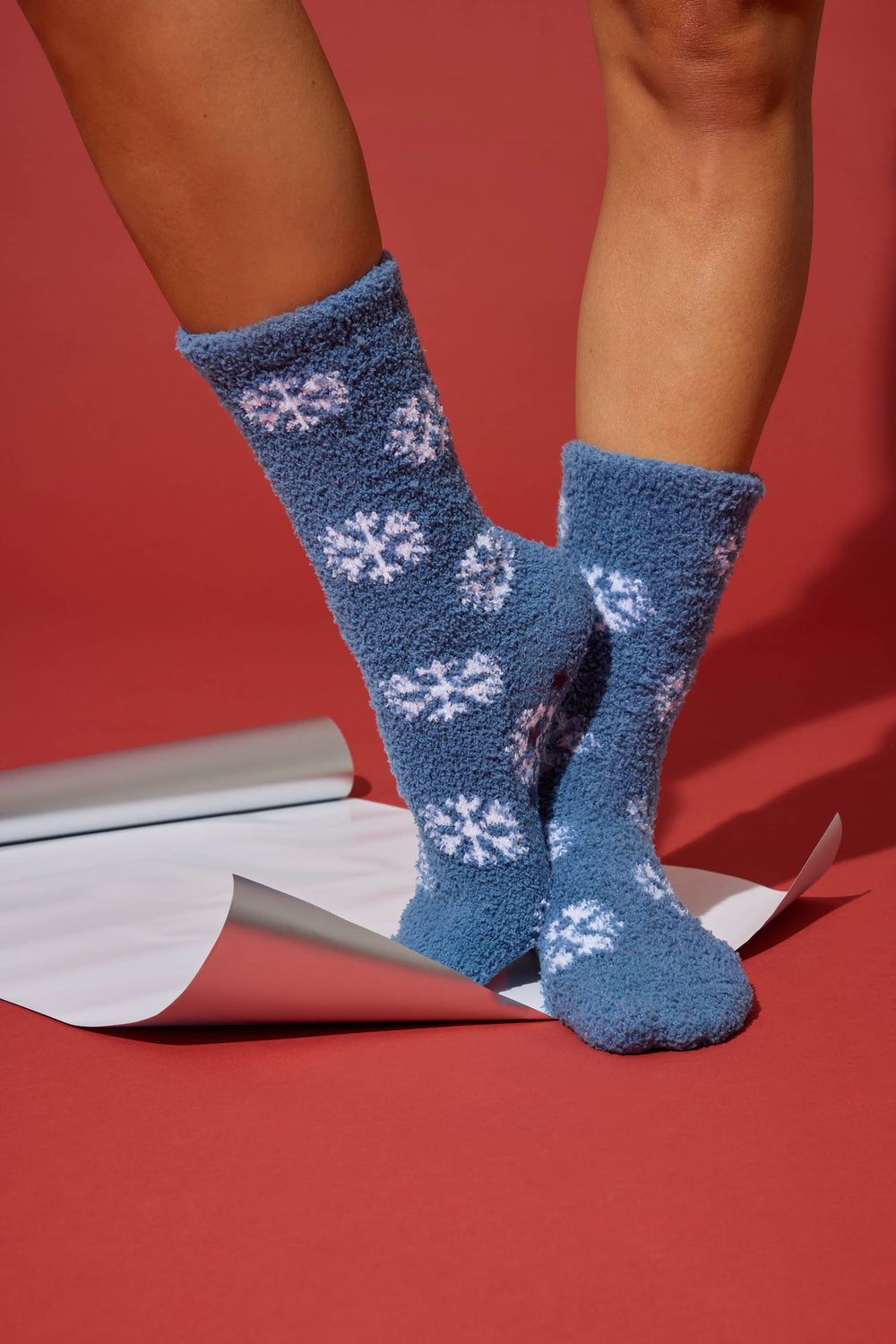 Snowflake Crew Socks with Grippers - Crew - P.J. Salvage