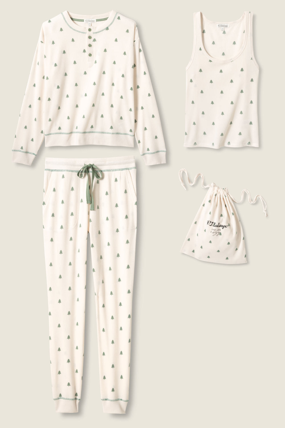 4-Piece Tree Print Thermal Lounge Set - 4-Piece Set - P.J. Salvage