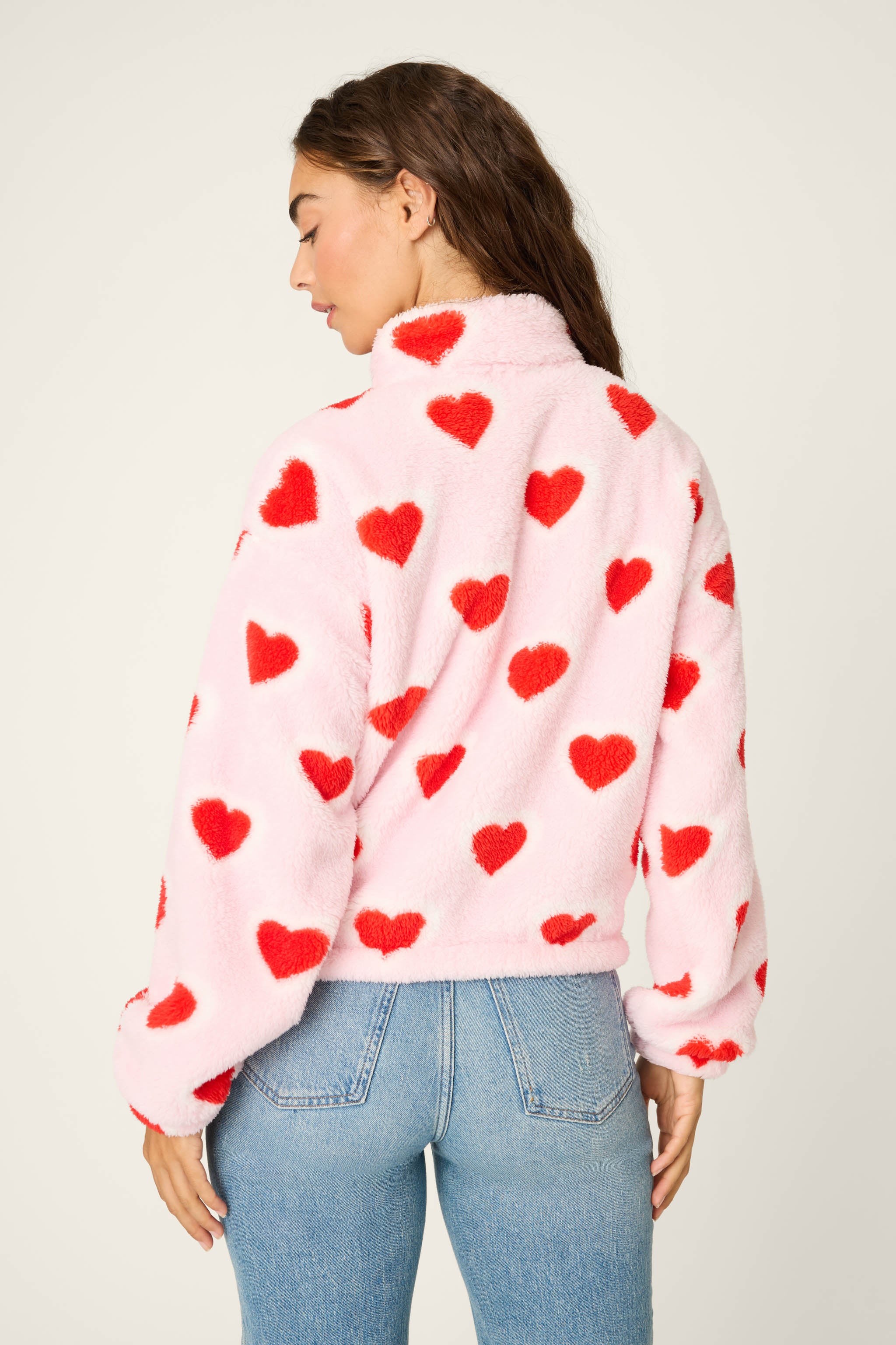 Let's Get Cozy Heart Print Plush Pullover | P.J. Salvage