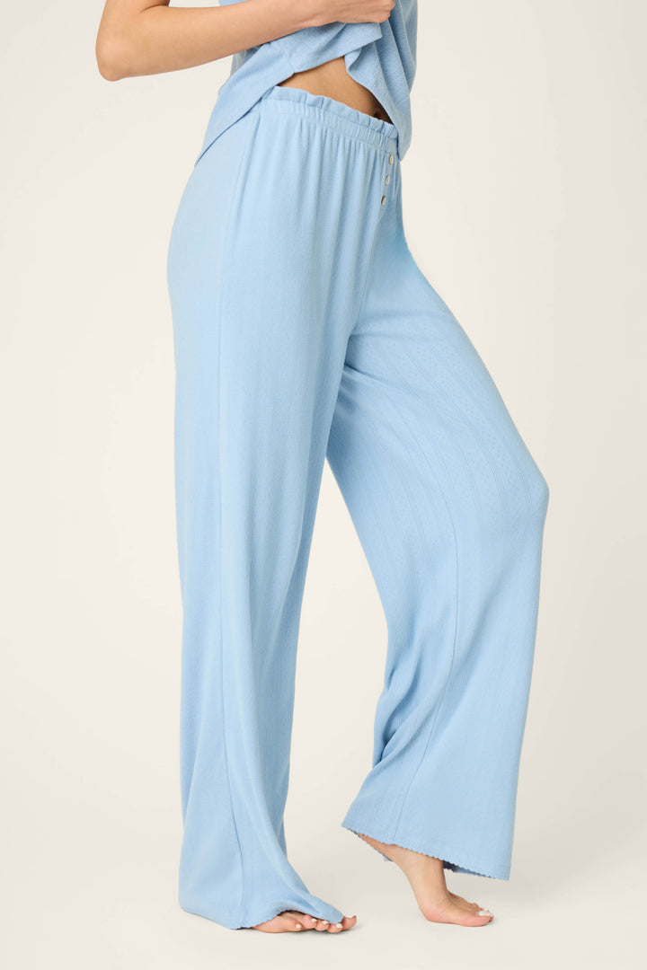 More Amour Blue Dream Pointelle Open Leg Pants