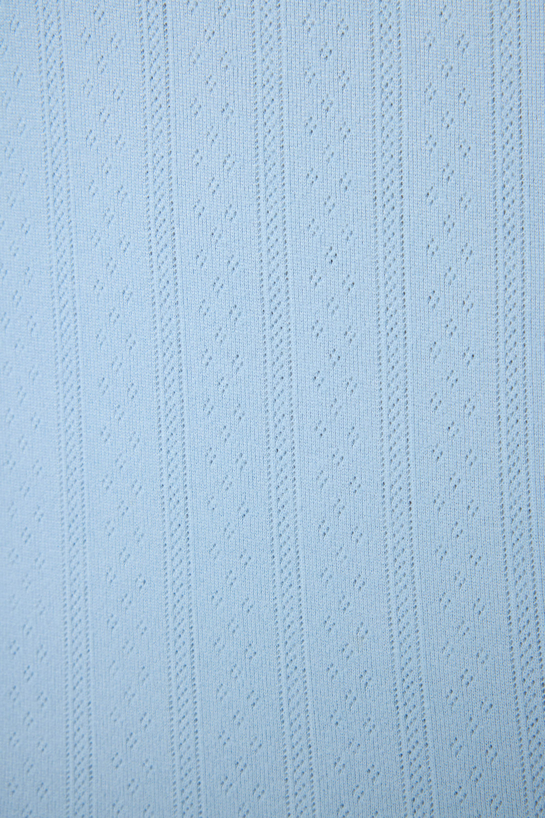 The More Amour Blue Dream Pointelle Tank Top by P.J. Salvage features light blue fabric with vertical textured stripes and a small dotted diamond pattern woven into the material.