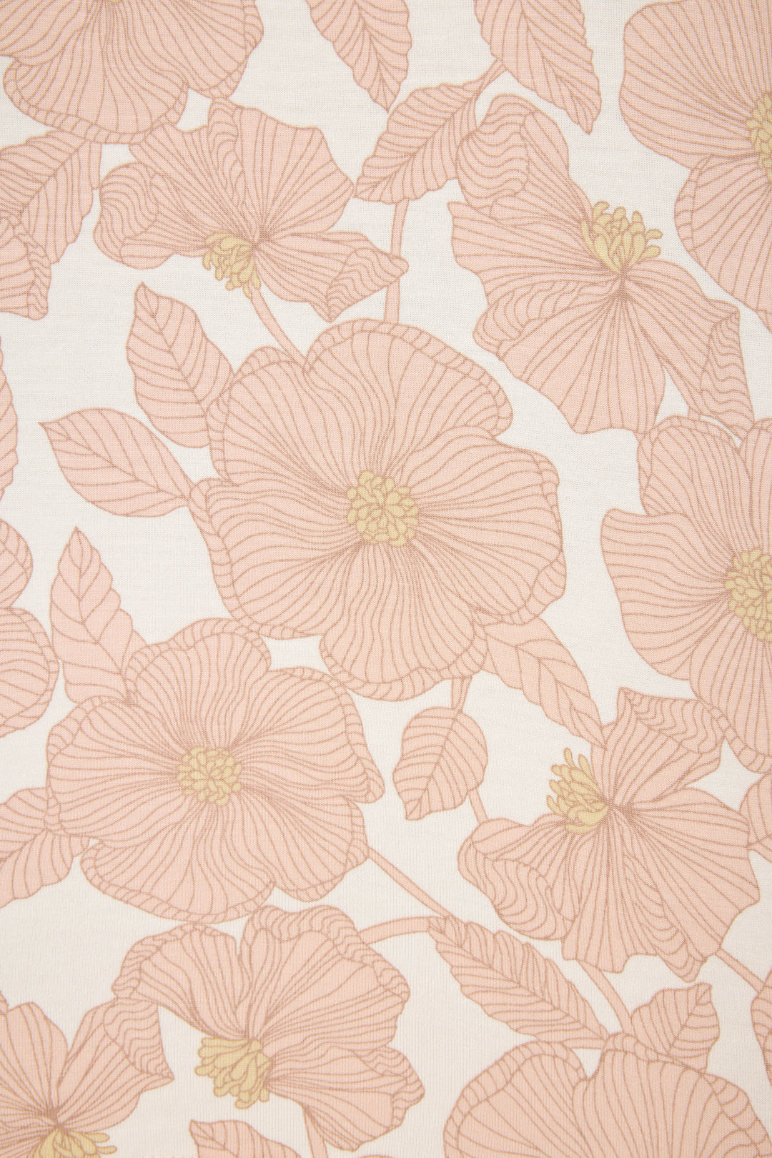 The Poppy Dreams Floral Tank Top by P.J. Salvage features a repeat pattern of large, stylized pink flowers and leaves on a light beige background for an evenly spaced, soft decorative look.