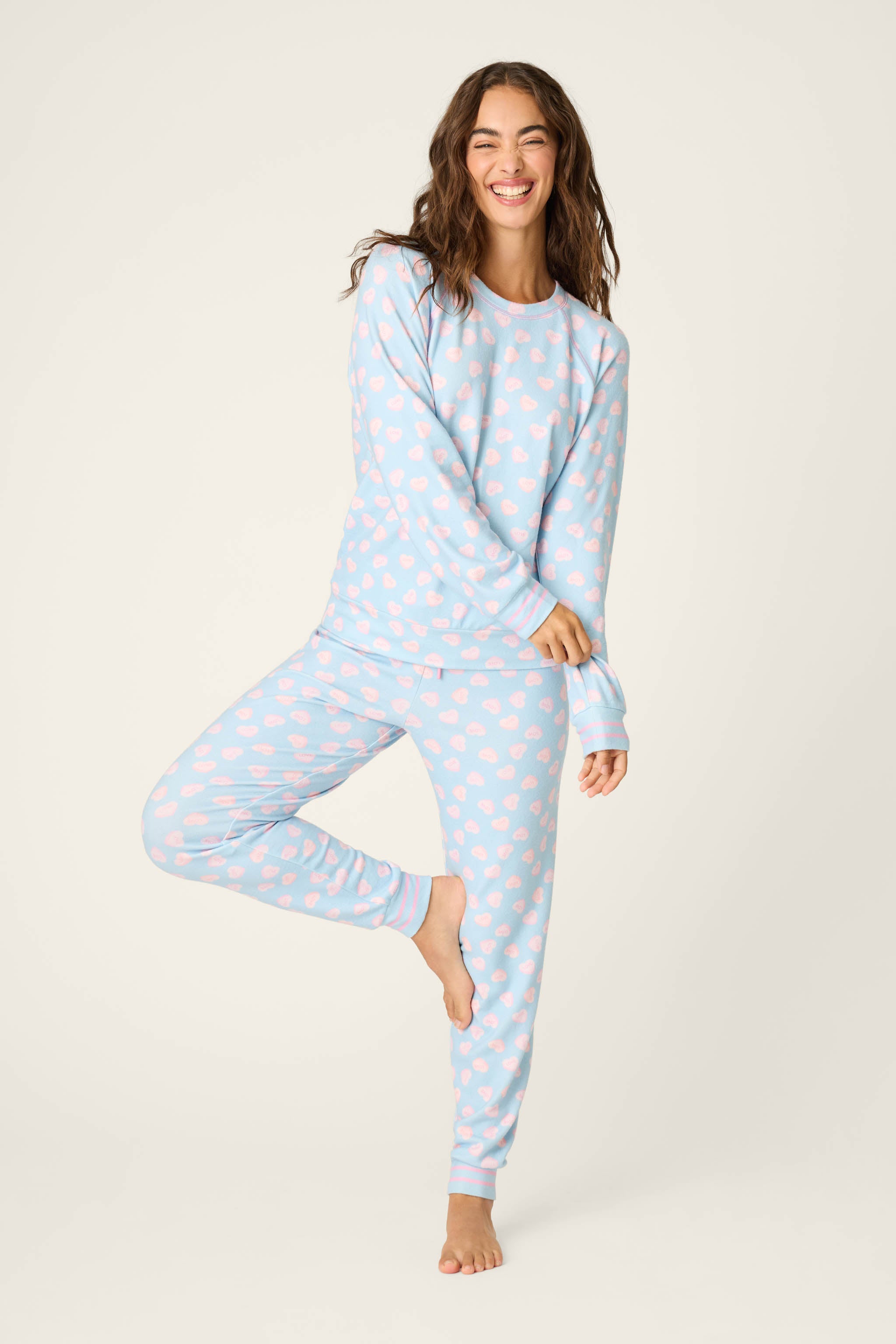 Pastel on your heart ぐへへP Sweetheart Love Hearts Print Peachy PJ Set | P.J. Salvage