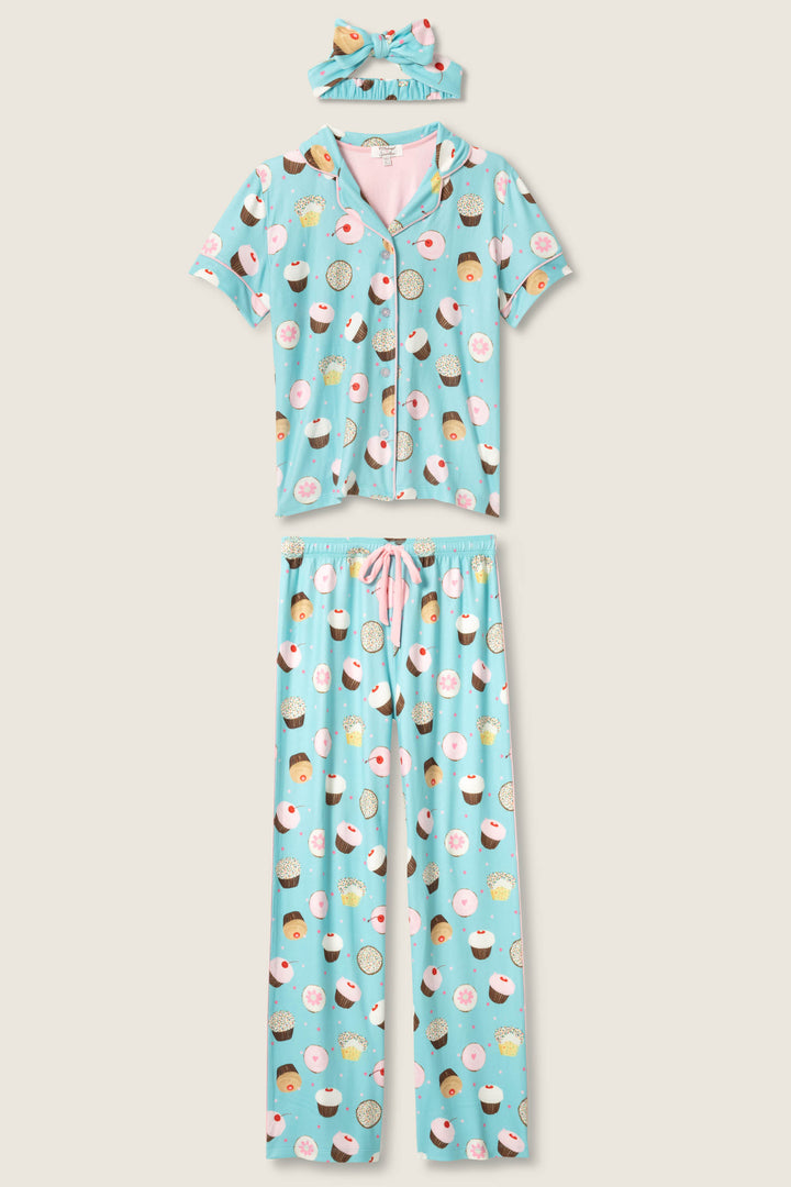 Sweet Life Cupcake Print 3-Piece PJ Set
