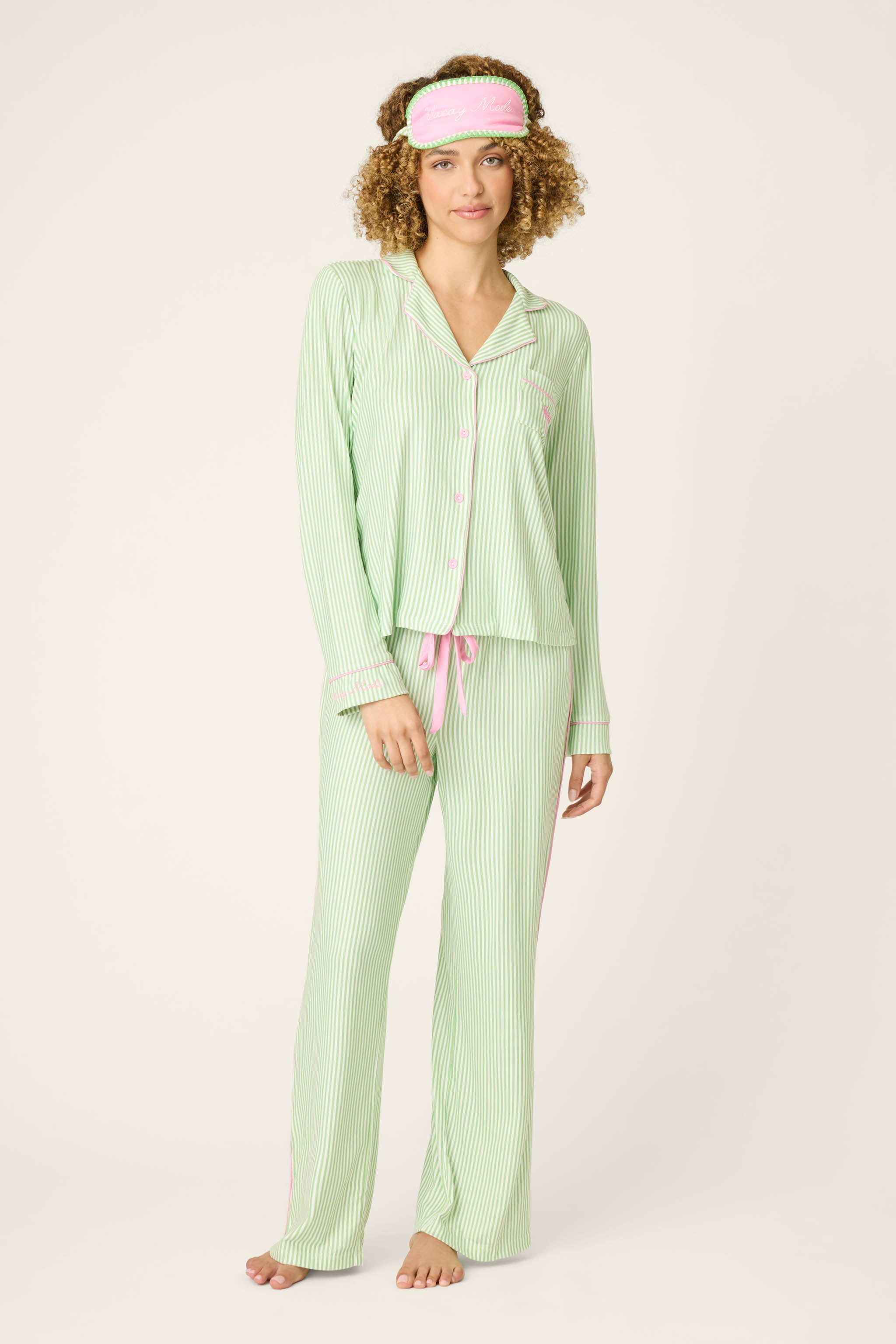 Pupcation Palms Kiwi Stripe 3-Piece PJ Set | P.J. Salvage