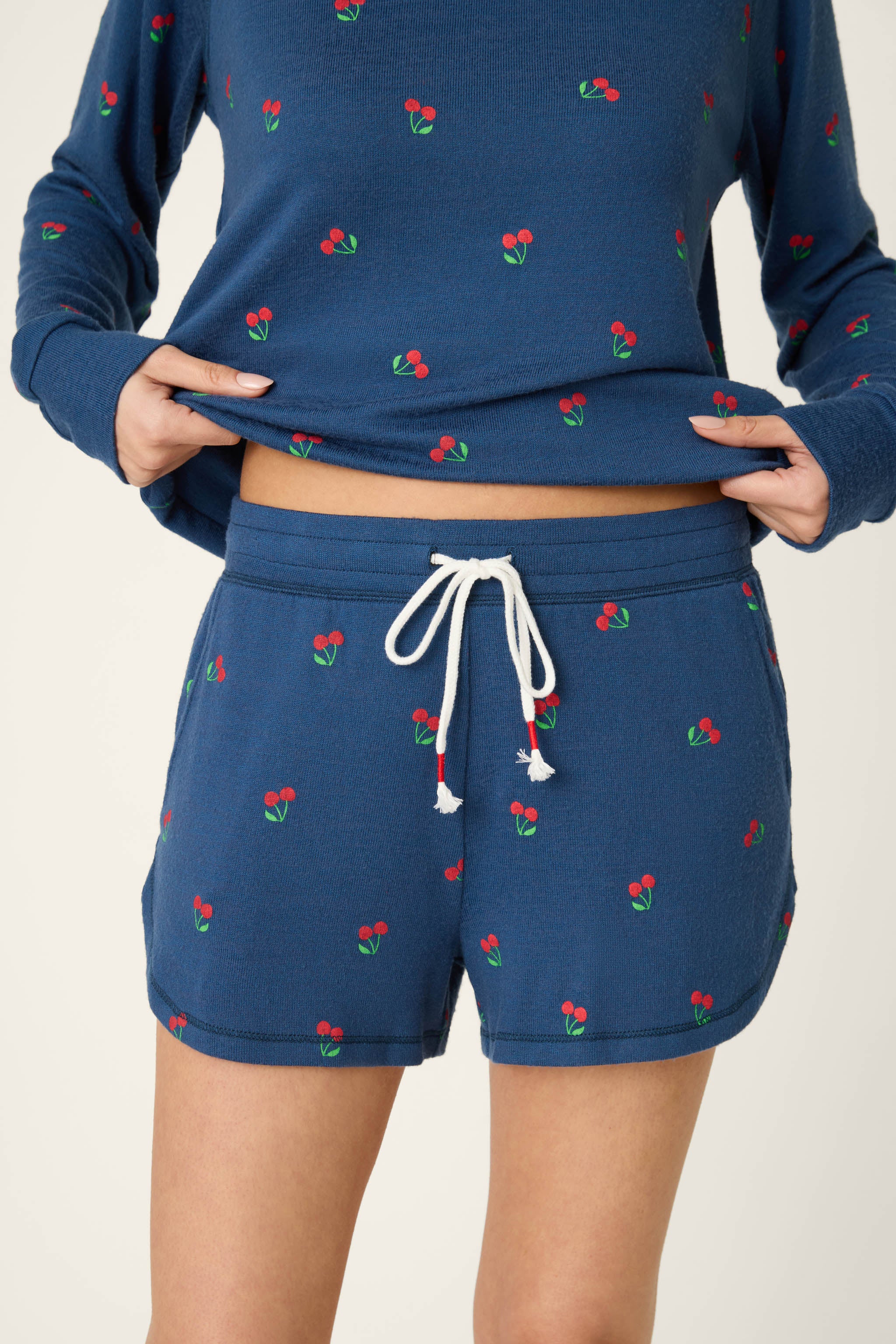 Star Spangled True Navy Cherry Print Sleep Shorts | P.J. Salvage