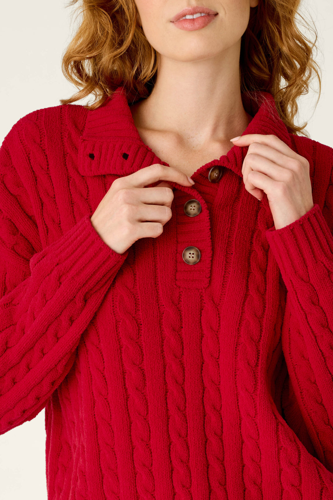 Cozy Chenille Cable Knit Red Lounge Set