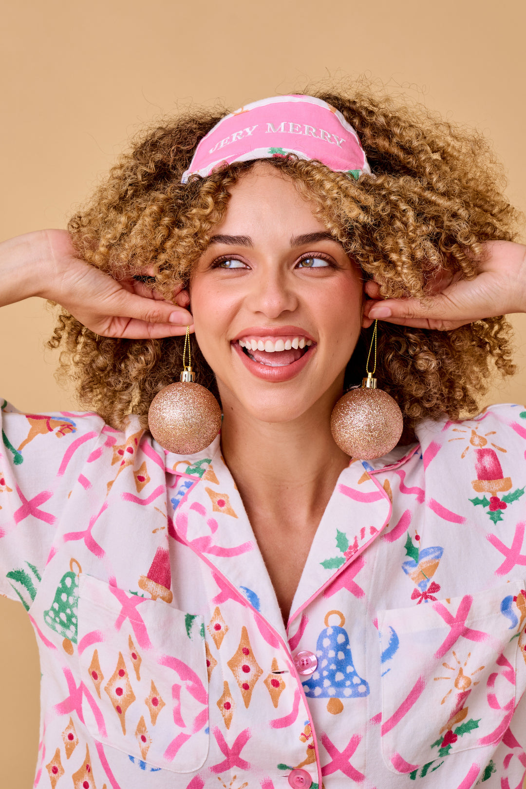 Deck the Halls Ornament Print 4-Piece PJ Set
