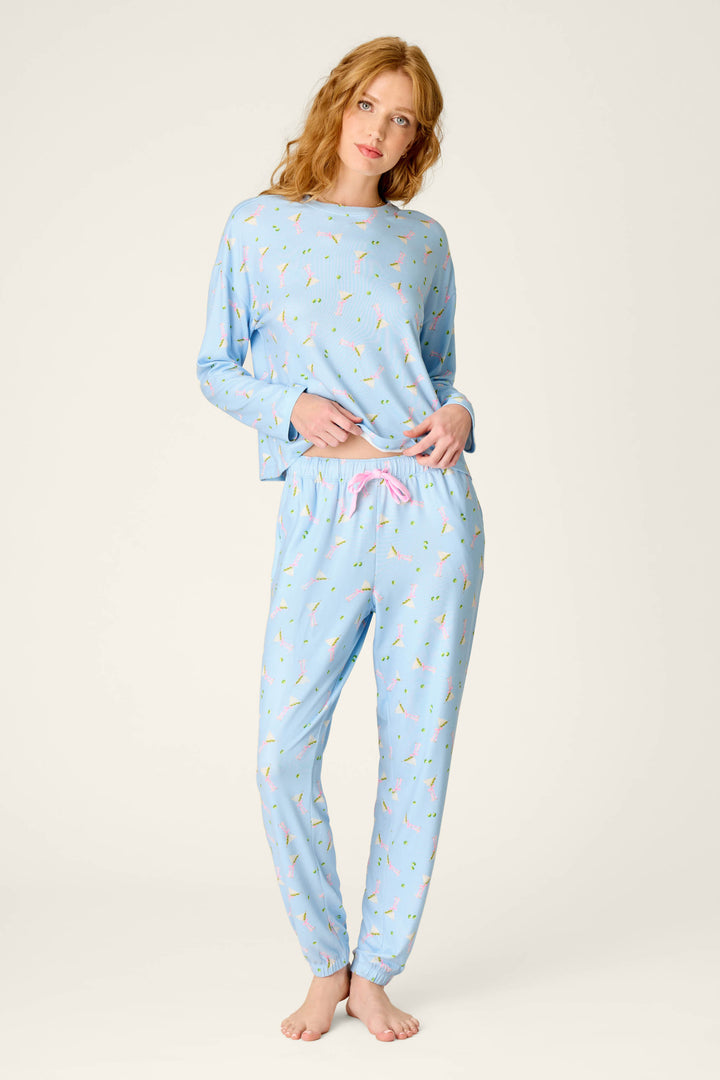 Olive You Martini Print Jogger Pajama Pants