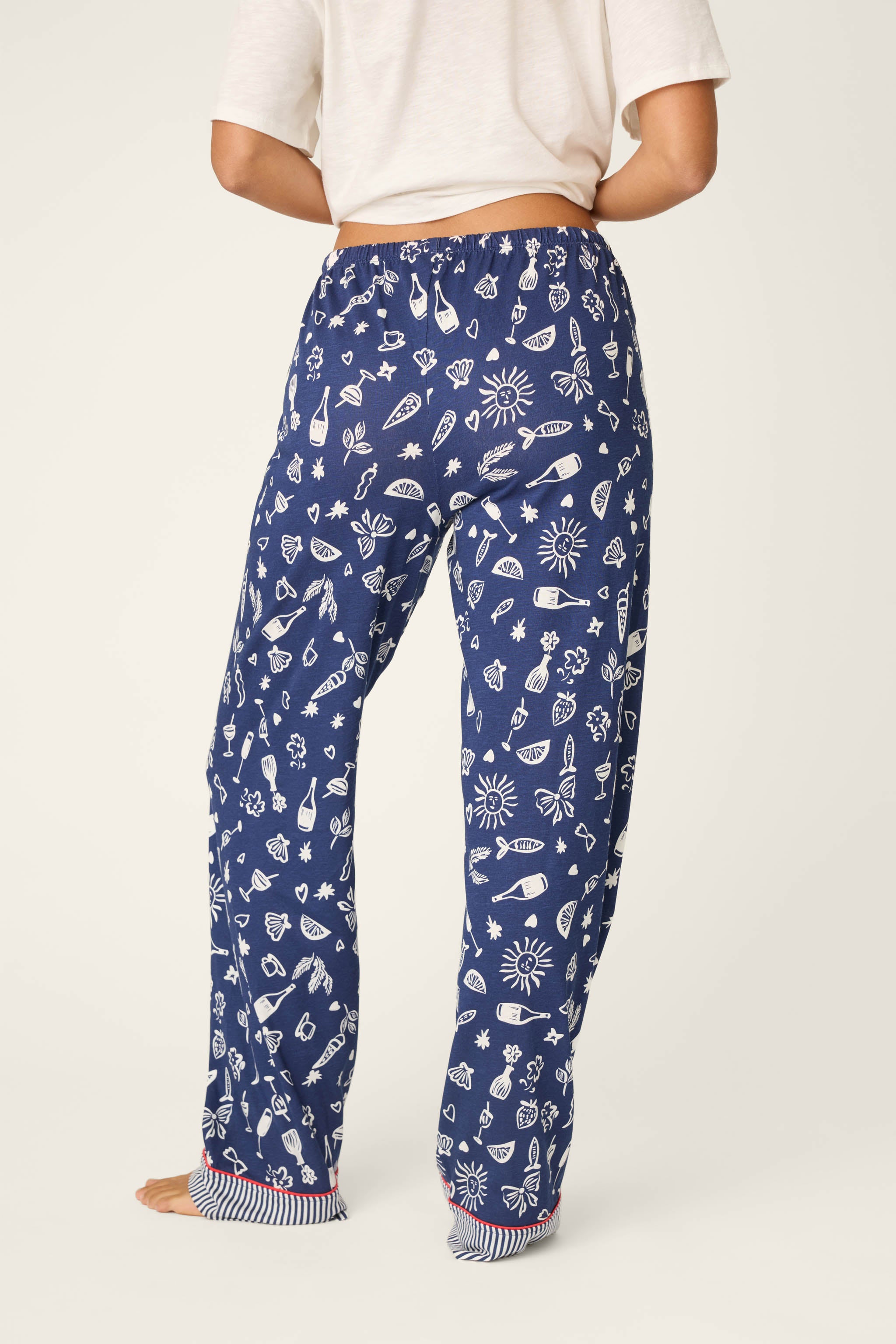 ★最終値下げMidorikawa Pajama Pants Navy Angel Playful Prints Al Fresco Bistro Pajama Pants | P.J. Salvage