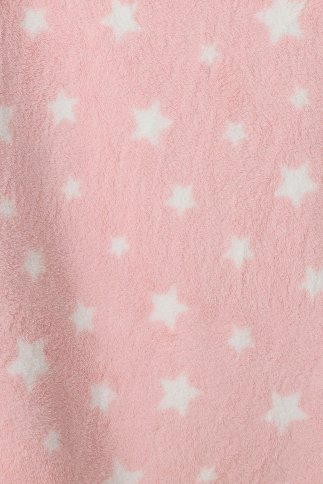 Reversible blanket in pink-white star print. Personal size blanket with carry strap.