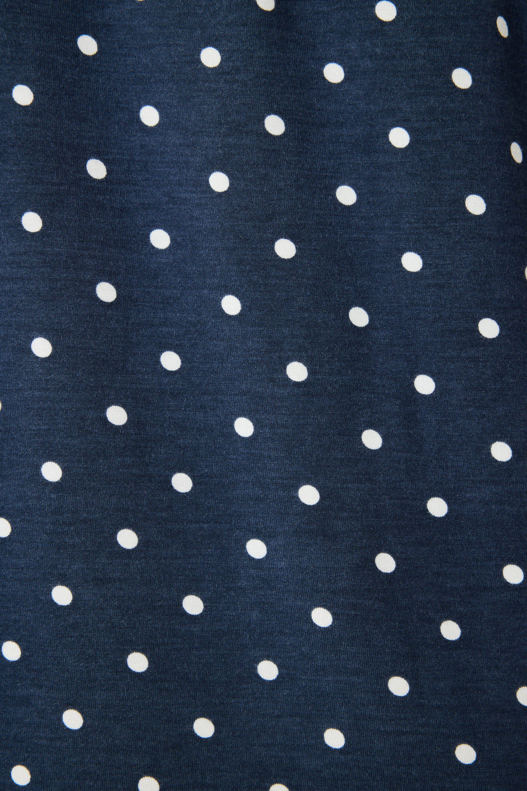 Women's navy blue w/ivory polka dot chemise in modal jersey. Adjustable straps & lace inset neckline.