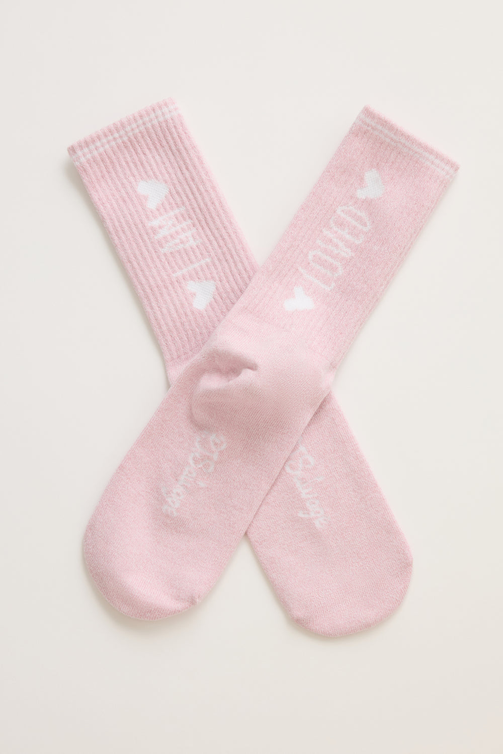 1-pack crew socks. Women & girls' pink socks with 'I Am Loved' design. 