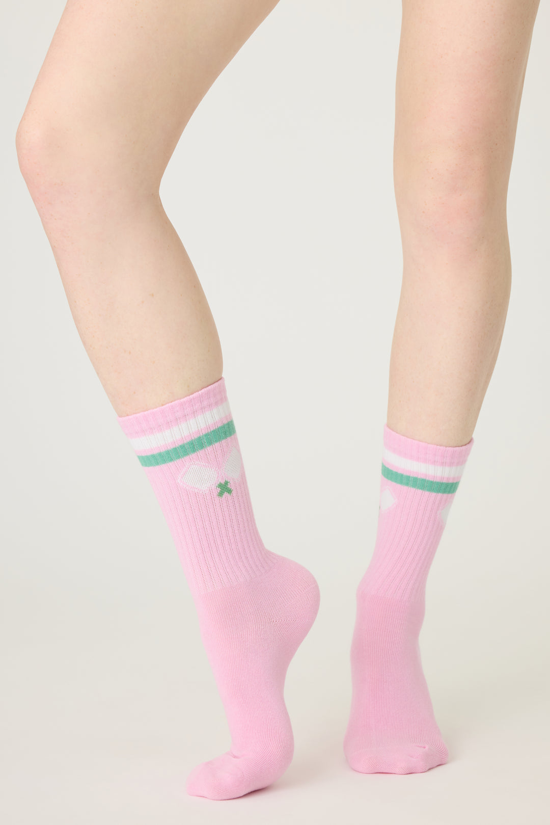 1-pack crew sock Women & girls pink sock with Pickelball design.